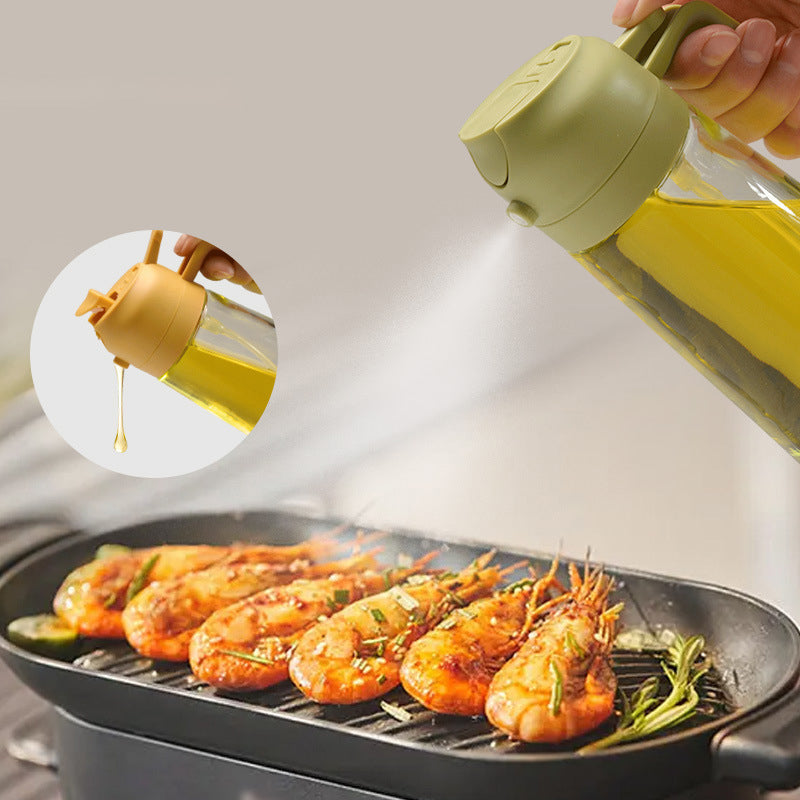 Glass Oil Mister and Pouring Bottle for Cooking – Dual-Function Sprayer with Wide Mouth, 16 oz Capacity – Leak-Proof Kitchen Dispenser for | Thomler