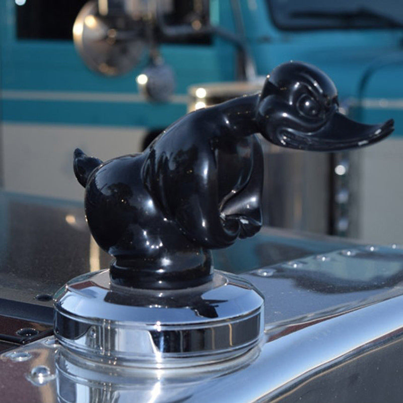 Chrome Duck Radiator Ornament – Classic Car Accent Figurine for Grille or Desktop Display – Silver & Black Finish | Thomler