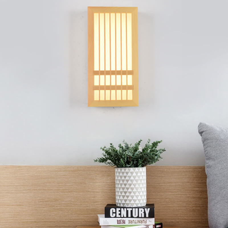 Wall Lamp Wood Acrylic 11.8 in LED Beige Bedroom Living Room Modern Sconce Lighting Fixture Indoor Decor | Thomler