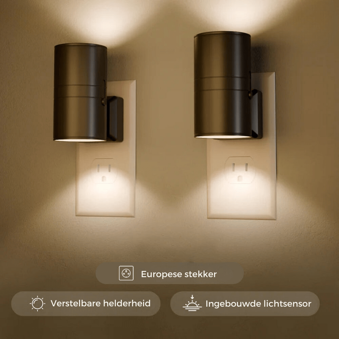Plug-In LED Wall Light with Auto Dusk Sensor & Dimmer for Hallways, Stairs, Bedrooms | Modern Industrial Sconce | No Wiring Installation | Thomler