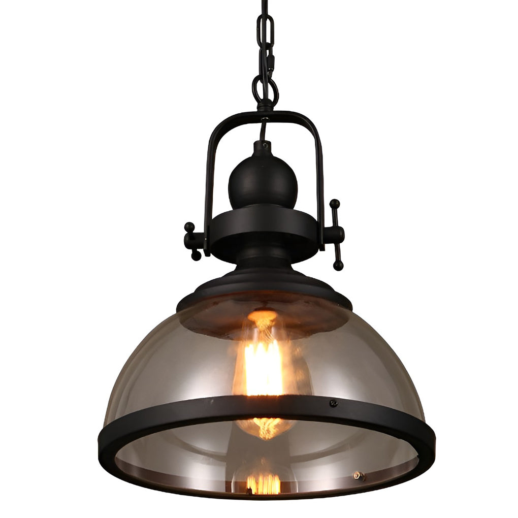 Glass Bowl Pendant Light Industrial Retro Style Hanging Ceiling Fixture Iron Frame E27 Socket for Dining Room Kitchen Island Living Room | Thomler