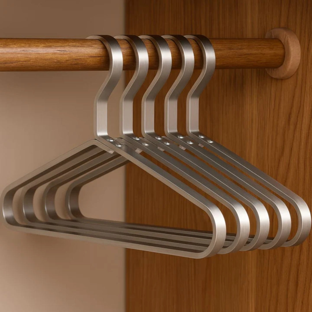Space-Saving Aluminum Clothes Hangers Set of 4 for Closet Organization, Non-Slip Design for Jackets Dresses Shirts & Business Attire | Thomler