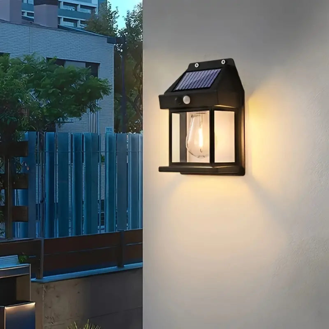Solar Motion Sensor Wall Light for Outdoor Garden & Patio - Wireless LED Lantern with Auto-On Dusk to Dawn Sensor | Thomler