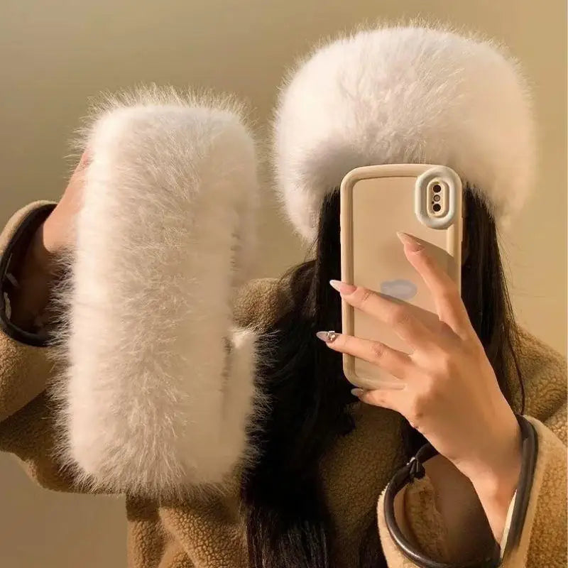 Plush Winter Ear Warmer Band – Soft Vegan Fur Headwrap for Cold Weather, Stretchy Comfort Fit, Multiple Colors, Women's Fashion Accessory | Thomler
