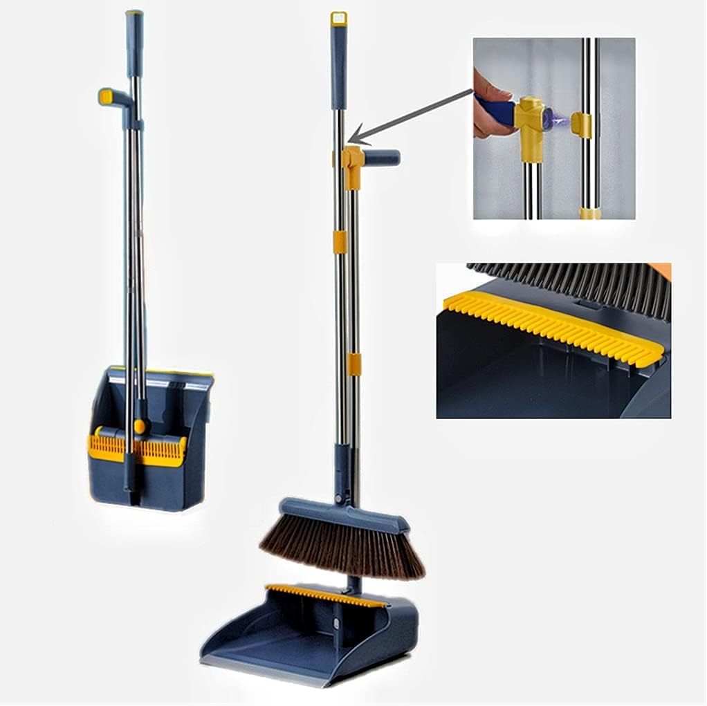 Rotating Broom and Dustpan Set with Telescoping Handle – Space-Saving Storage and Easy Floor Cleaning | Thomler