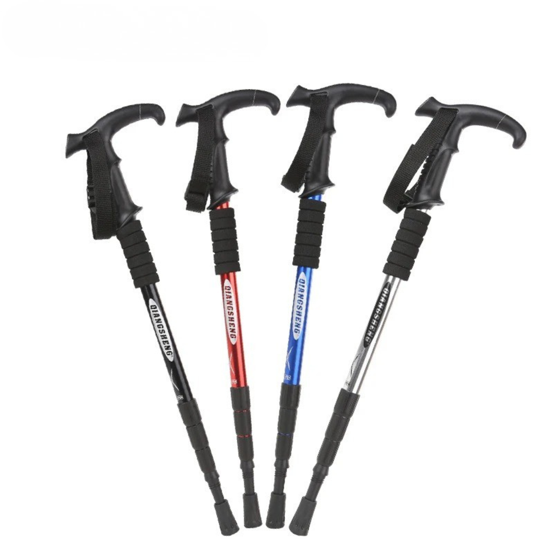 Collapsible Hiking Pole 4-Section Adjustable Trekking Stick Aluminum Alloy Lightweight Walking Staff Ergonomic T-Handle for Mountain Trails | Thomler
