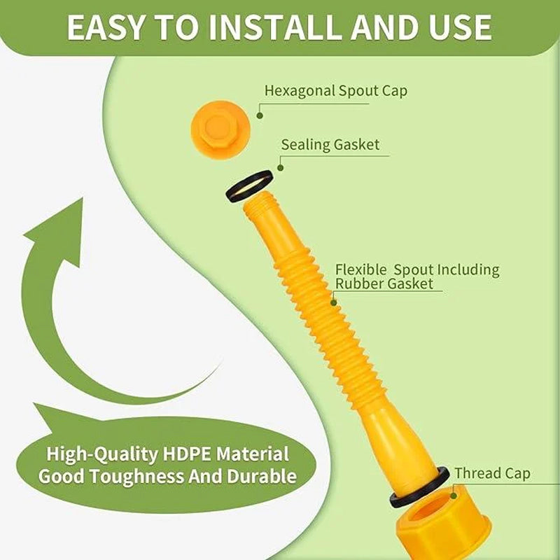 Fuel Container Replacement Spout Kit with Bendable Hose for Gas Cans – Universal Fit Pouring Nozzle Set | Thomler