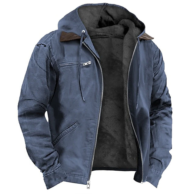 Men's Zip-Up Outerwear Coat with Tailored Fit for Cold Weather – Insulated Design for Office & Weekend Wear – Black Brown Blue Green | Thomler