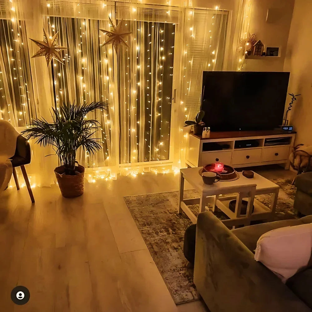 LED Curtain String Lights Warm White USB Powered with Remote 8 Modes for Indoor Outdoor Patio Bedroom Wedding Party Decorative Waterproof | Thomler