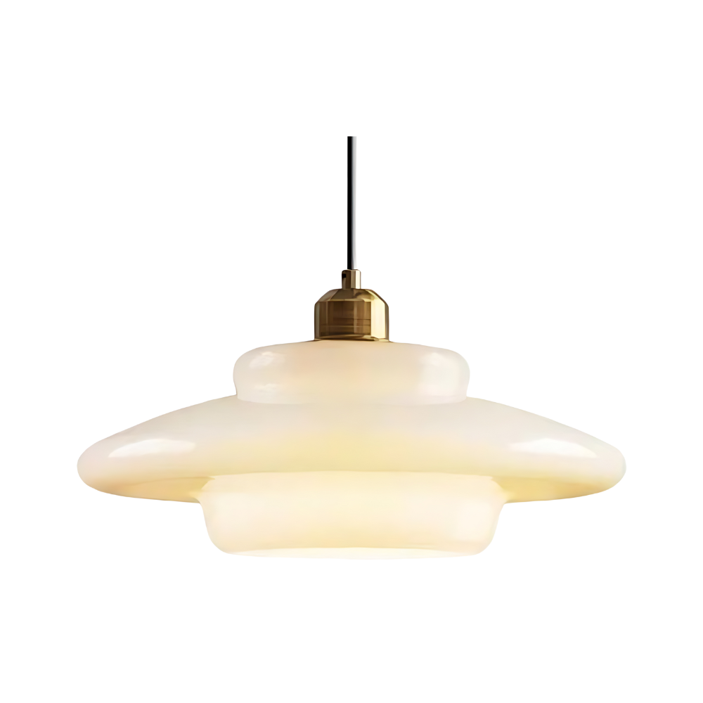 Pendant Light Brass Glass 30.0 cm Gold Dining Room Art Deco Hanging Ceiling Lamp Layered Shade E27 | Thomler