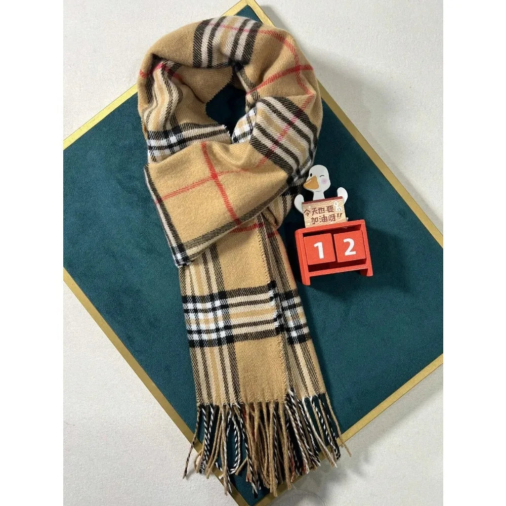 Checkered Polyester Cold-Weather Wrap – Plush Fleece Muffler for Men & Women | Thomler