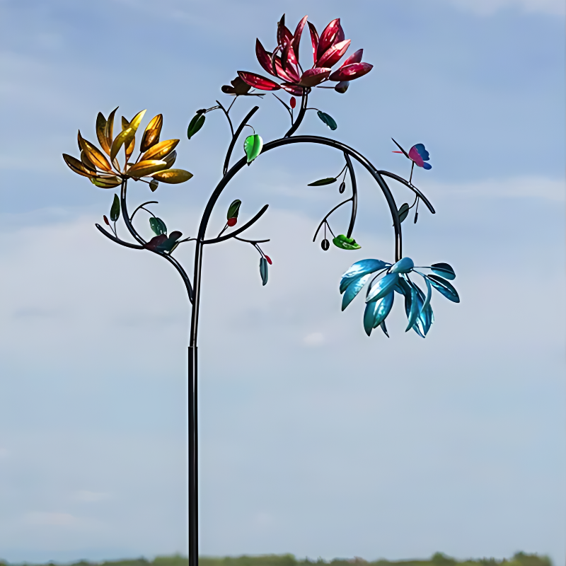 Rotating Kinetic Garden Spinner with Flowers & Butterflies for Outdoor Yard Decor | Thomler