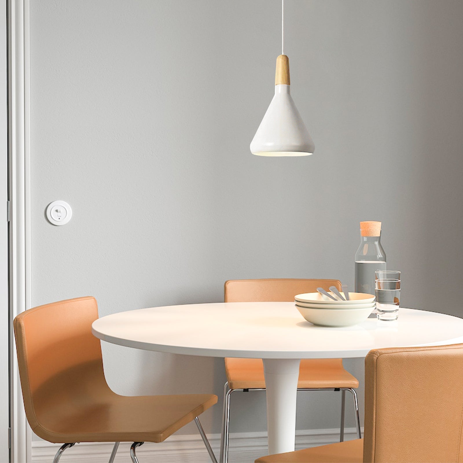 Pendant Light Aluminium Wood E27 White Dining Room Kitchen Island Scandinavian Ceiling Lighting | Thomler