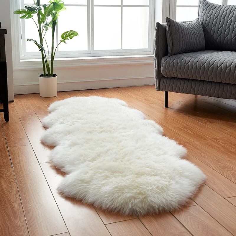 Plush Synthetic Sheepskin Floor Mat in Multiple Sizes & Colors | Thomler