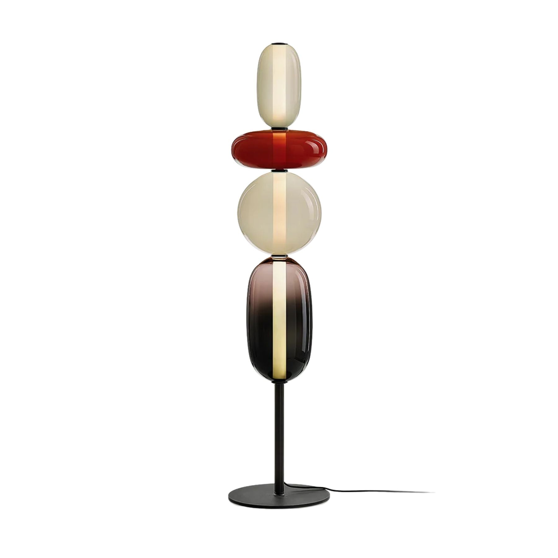 Floor Lamp Hand Blown Glass LED 160.0 cm Red White Black Living Room Decorative Standing Light Modern Sculptural Accent | Thomler