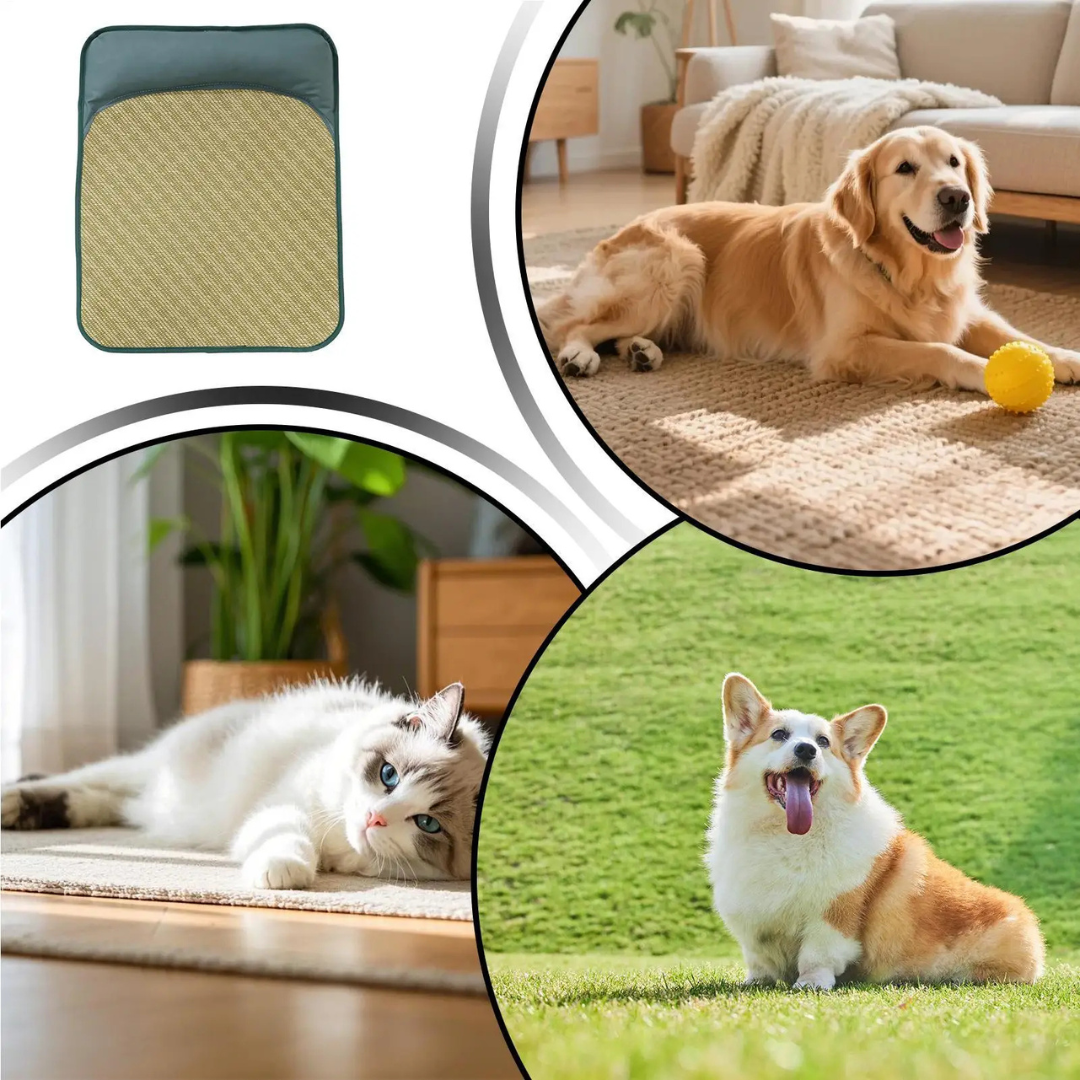 Breathable Cooling Pet Mat with Bolster Pillow for Dogs & Cats – Summer Comfort Bed | Thomler