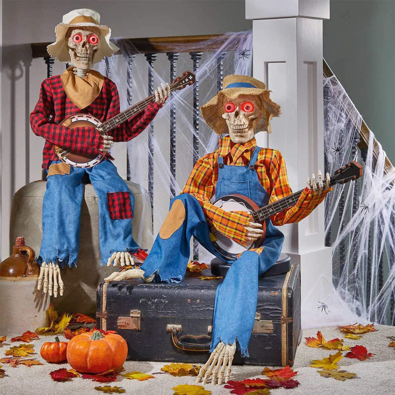 Musical Skeleton Banjo Duo – Motion-Activated Halloween Decoration with Sound & Light | Thomler