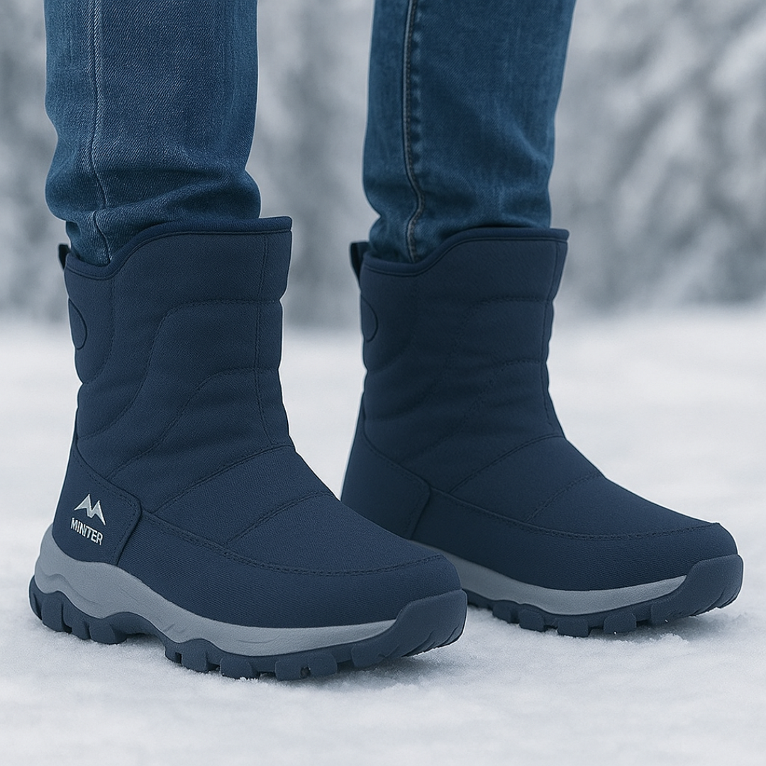 Men's Insulated Winter Boots Waterproof Side Zip Non-Slip Ankle Snow Boots for Cold Weather Hiking Walking Outdoor | Thomler