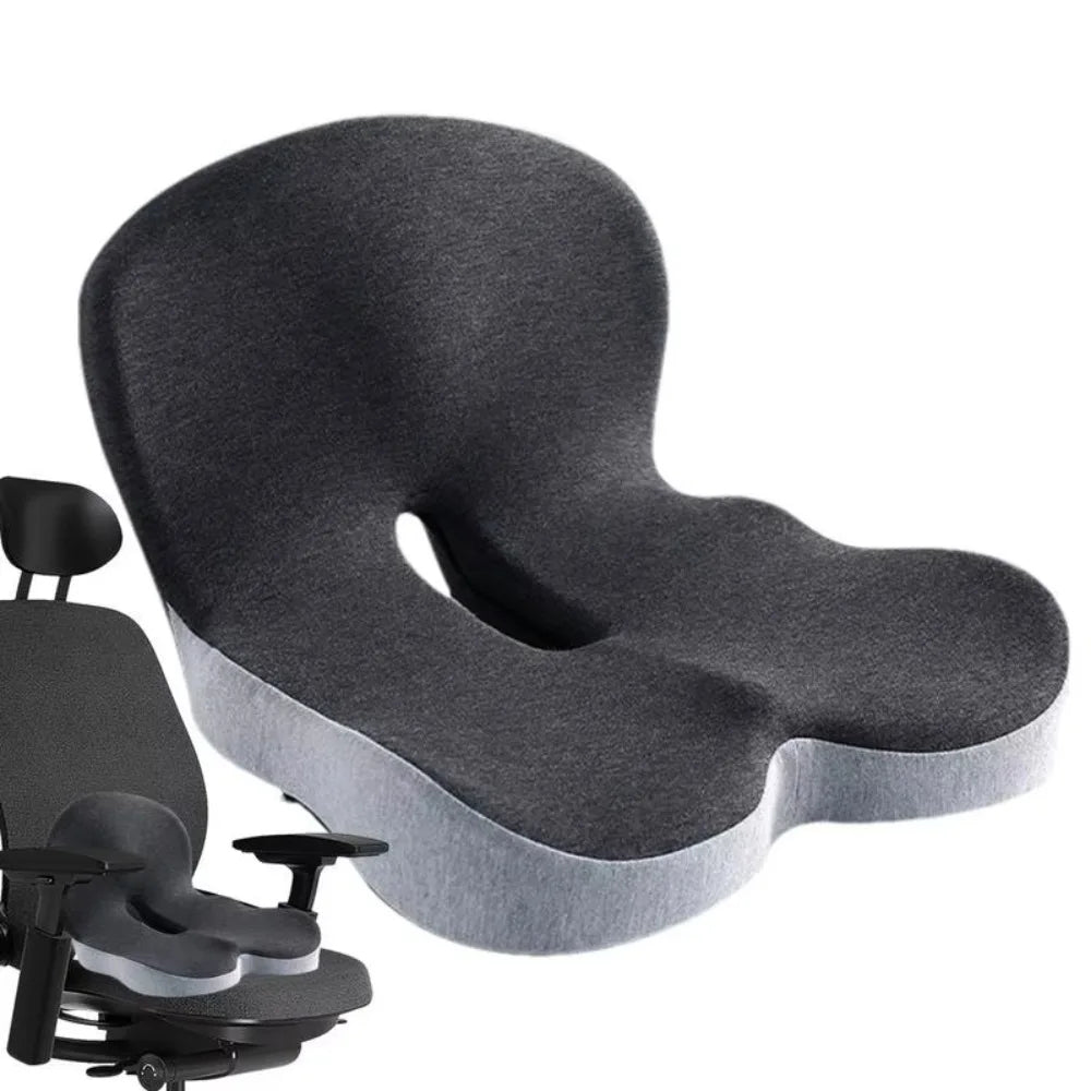 Ergonomic Seat Cushion with Integrated Back Support for Office Chair, Car & Home – Memory Foam Hip & Spine Alignment Pad | Thomler
