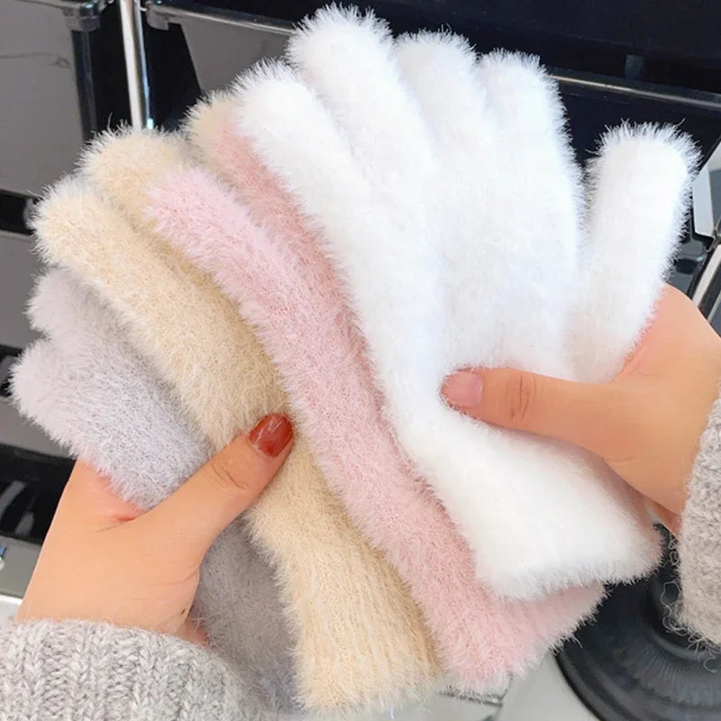 Fleece-Lined Cold-Weather Hand Warmers – Snug-Fit Acrylic Mittens with Elastic Cuff for Women | Thomler