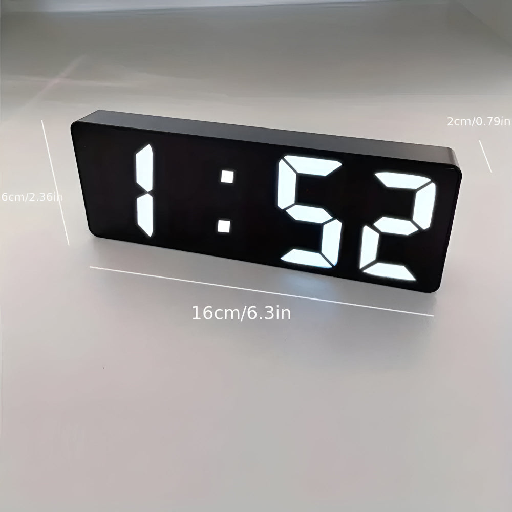 LED Alarm Clock with Mirror Display Temperature Date 12/24 Hour Format Snooze Battery USB Powered Nightstand Bedroom Office Desktop | Thomler