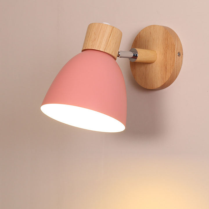 Wall Lamp Iron Wood 5.9 in Modern Bedroom Bedside Lighting Fixture E26 Hardwired Living Room Study Light | Thomler