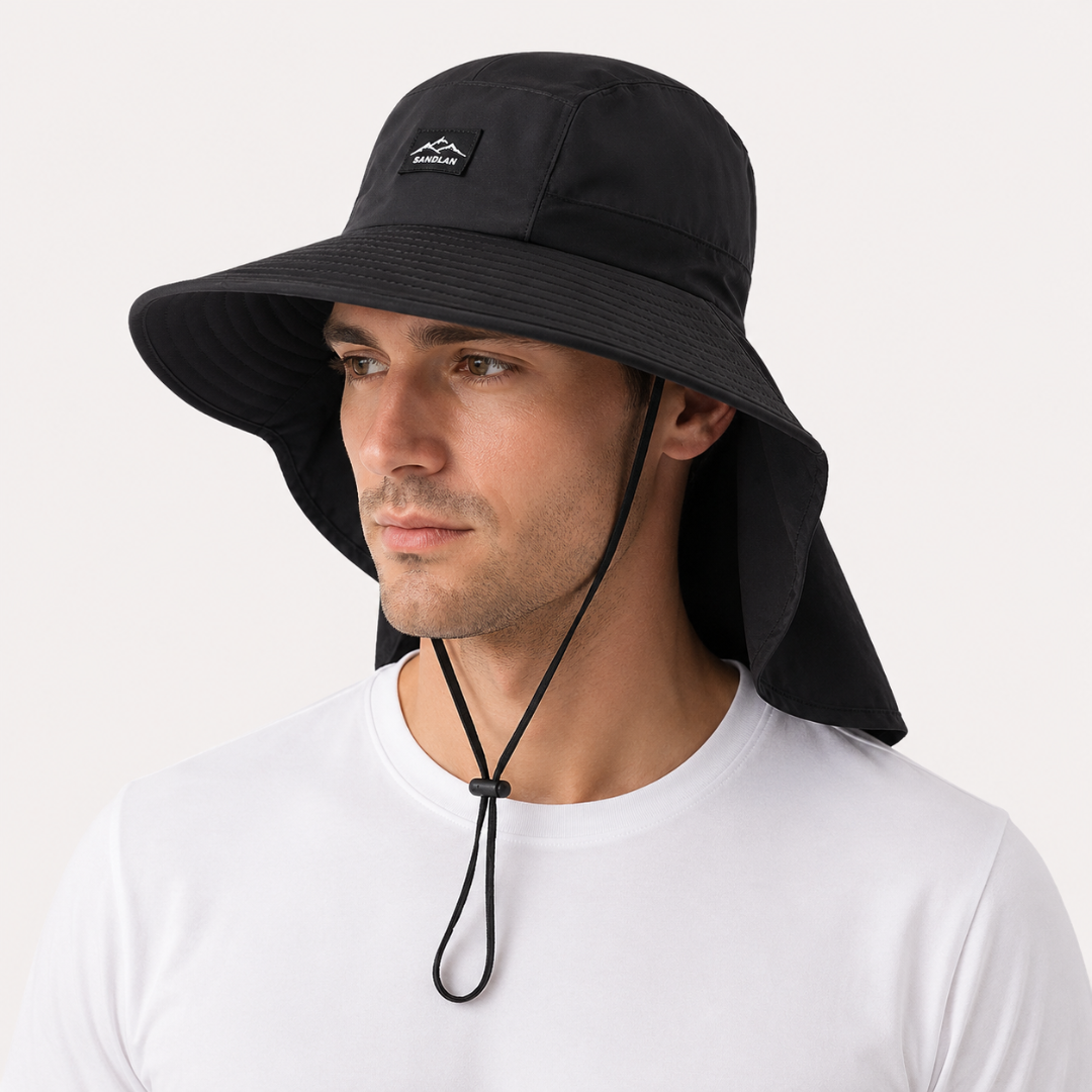 Wide Brim Hiking Hat with Neck Flap & UPF 50+ Sun Protection for Trail Running, Backpacking & Summer Outdoor Adventures | Thomler