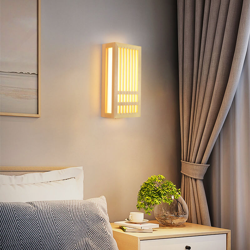 Wall Lamp Wood Acrylic 11.8 in LED Beige Bedroom Living Room Modern Sconce Lighting Fixture Indoor Decor | Thomler