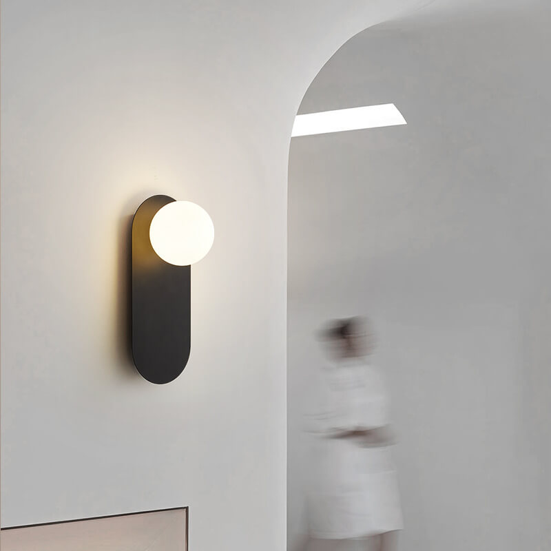 Glass Orb Wall Sconce with Metal Ring Bracket — Modern Single-Light Fixture for Bedroom, Hallway & Living Room — Hardwired G9 Base (Bulb | Thomler