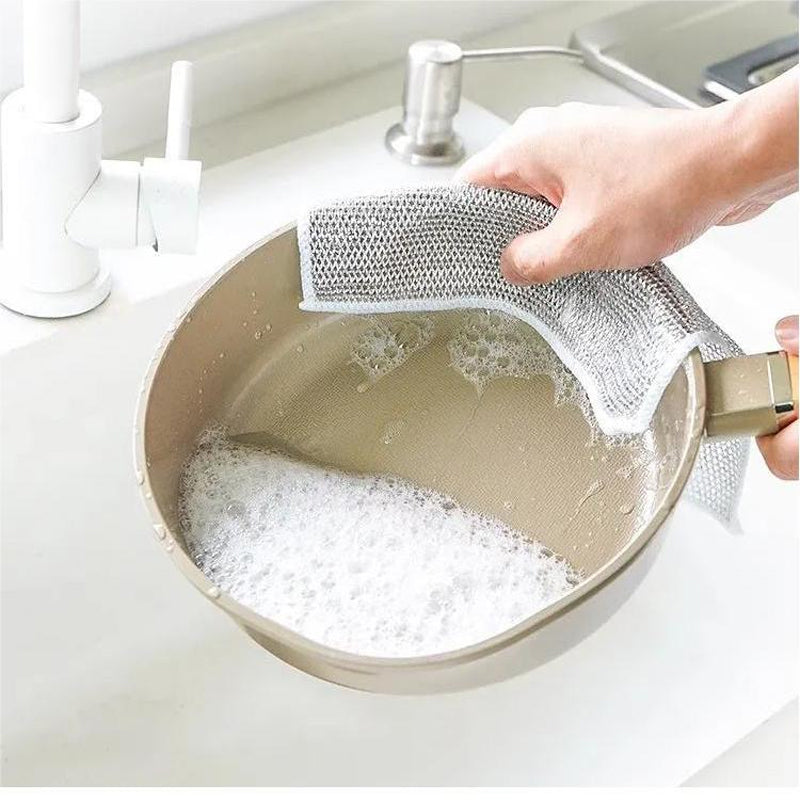 Nylon Mesh Dishcloth Set Safe for Nonstick Cookware Kitchen Cleaning Cloth Reusable Scouring Pad for Pots Pans Dishes Countertops | Thomler