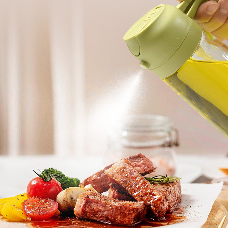 Glass Oil Mister and Pouring Bottle for Cooking – Dual-Function Sprayer with Wide Mouth, 16 oz Capacity – Leak-Proof Kitchen Dispenser for | Thomler