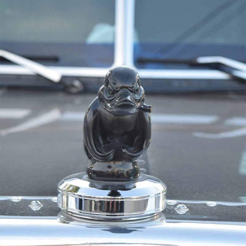 Chrome Duck Radiator Ornament – Classic Car Accent Figurine for Grille or Desktop Display – Silver & Black Finish | Thomler