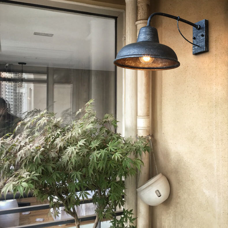 Industrial Iron Outdoor Wall Light – Weather-Resistant Single-Bulb Fixture for Patio, Porch & Garden – E26 Hardwired Sconce | Thomler