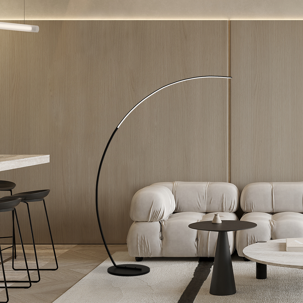 Floor Lamp Aluminum Arc 63.0 in Dimmable LED Living Room Bedroom Modern Standing Light Adjustable Color Temperature | Thomler