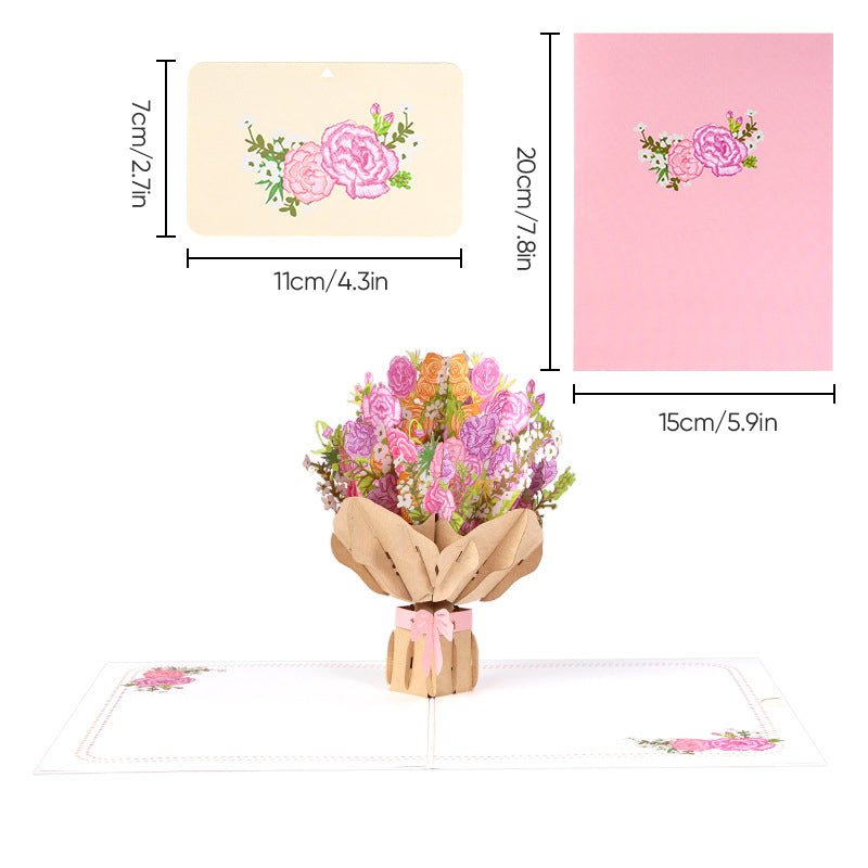 Popup Flower Greeting Card with 3D Laser-Cut Design for Mom, Grandma & Special Occasions | Thomler