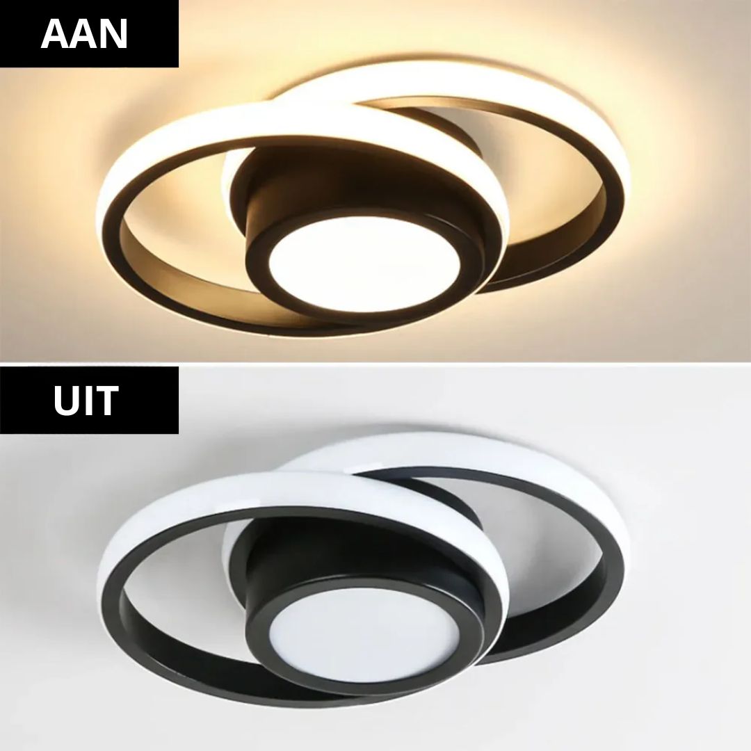 Ceiling Light Double Ring LED Black Warm Living Room Hallway Modern Flush Mount Lighting Fixture | Thomler