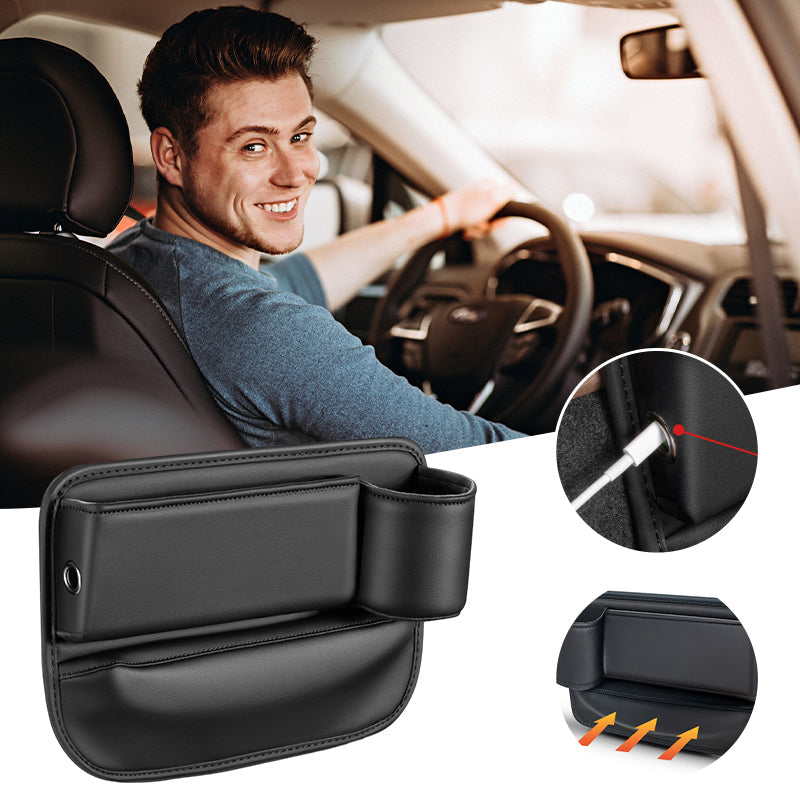 Car Seat Gap Organizer Faux Leather Storage Caddy with Charging Port for Center Console Driver Passenger Side Vehicle Accessories | Thomler