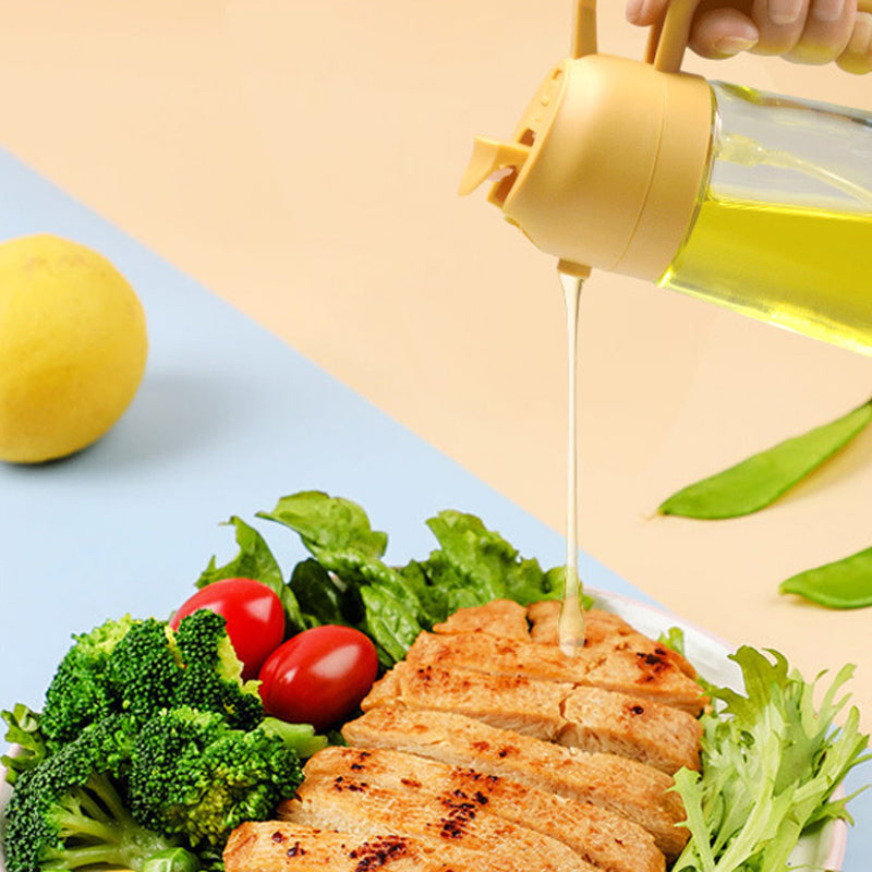 Glass Oil Mister and Pouring Bottle for Cooking – Dual-Function Sprayer with Wide Mouth, 16 oz Capacity – Leak-Proof Kitchen Dispenser for | Thomler