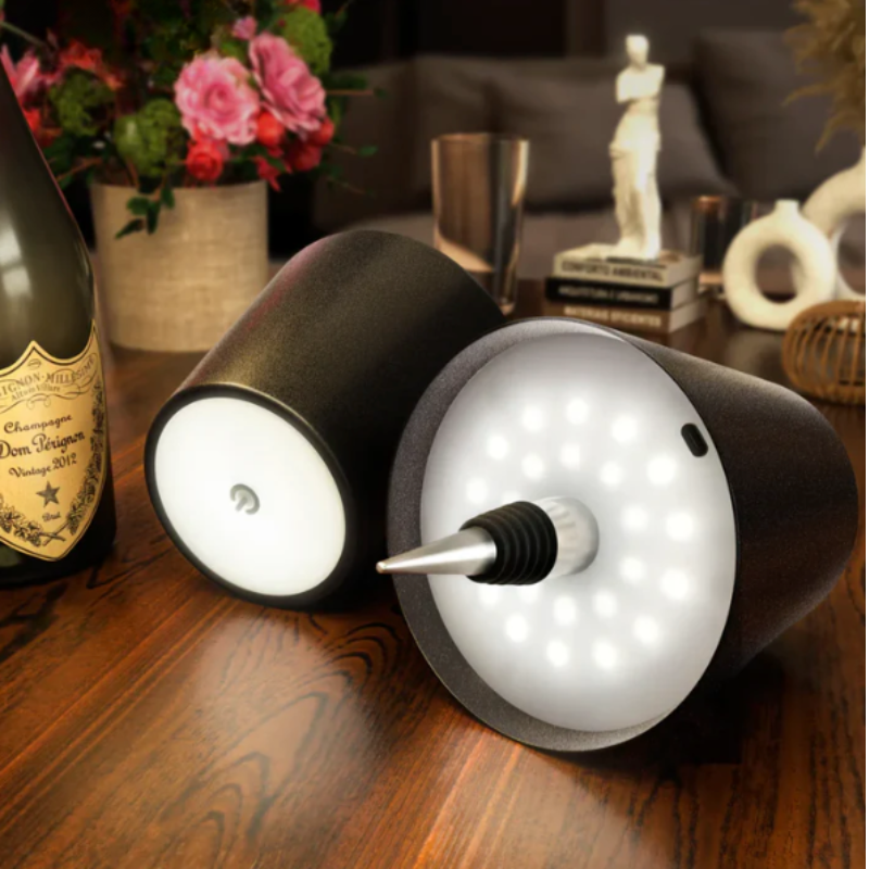 Rechargeable Bottle Light Cap with 3-Level Touch Dimming for Home & Outdoor Decor | Cordless USB-C LED Lamp Fits Wine Bottles | Thomler
