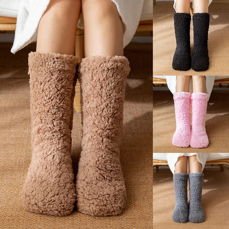 Fleece-Lined House Socks for Cold Weather – Slip-On Cushioned Slipper Socks for Lounging, Sleeping & Everyday Indoor Wear | Thomler