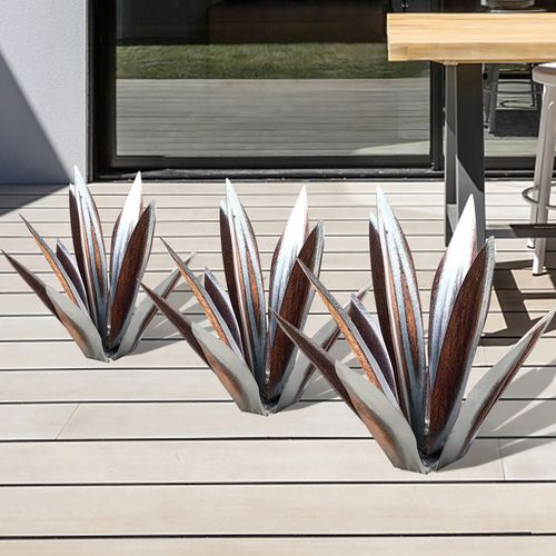 Garden Statue Metal Agave Weather Resistant Indoor Outdoor Patio Landscape Decor Rustic Sculpture Yard Accent | Thomler