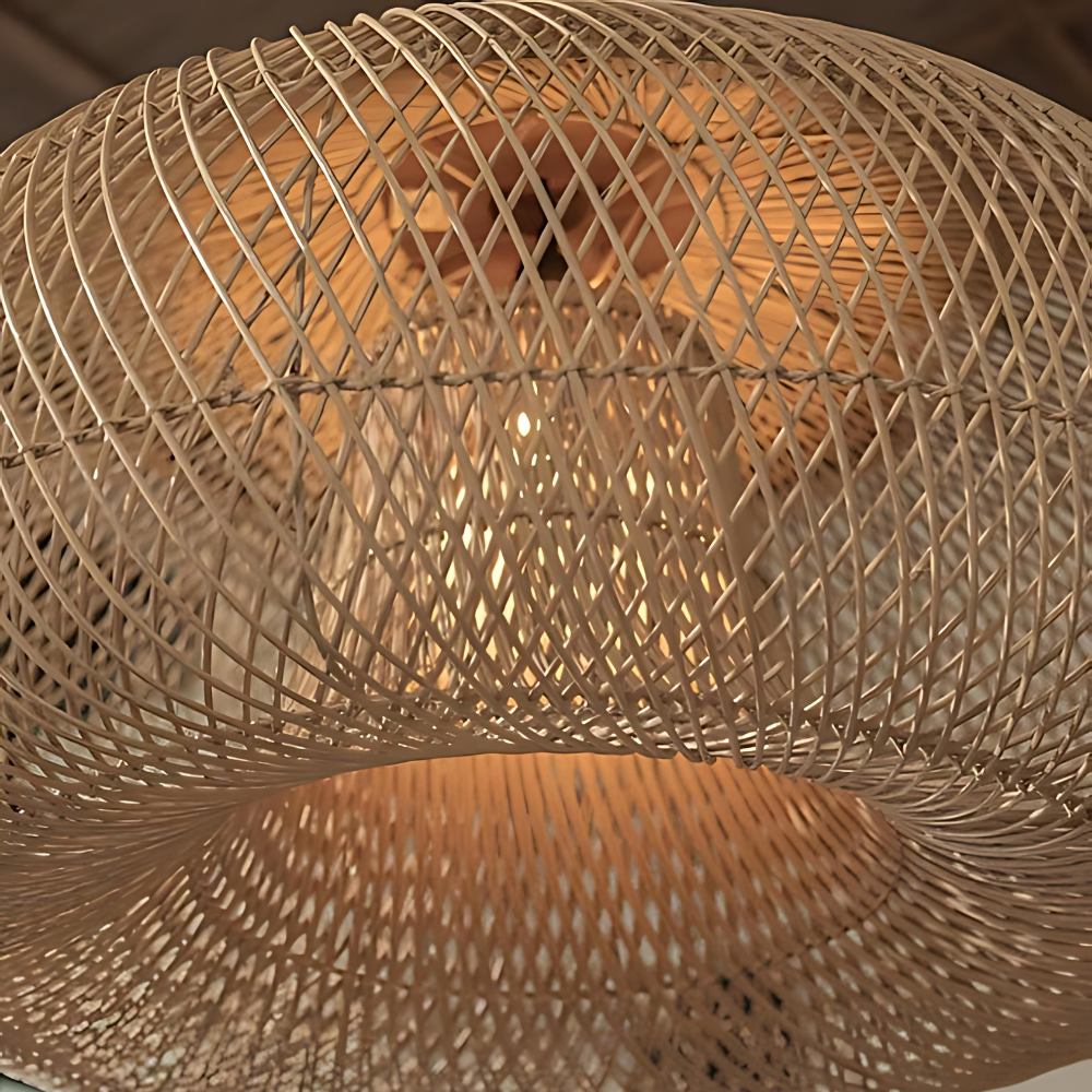 Pendant Light Rattan Handwoven E26 Boho Dining Room Kitchen Island Hanging Ceiling Fixture | Thomler