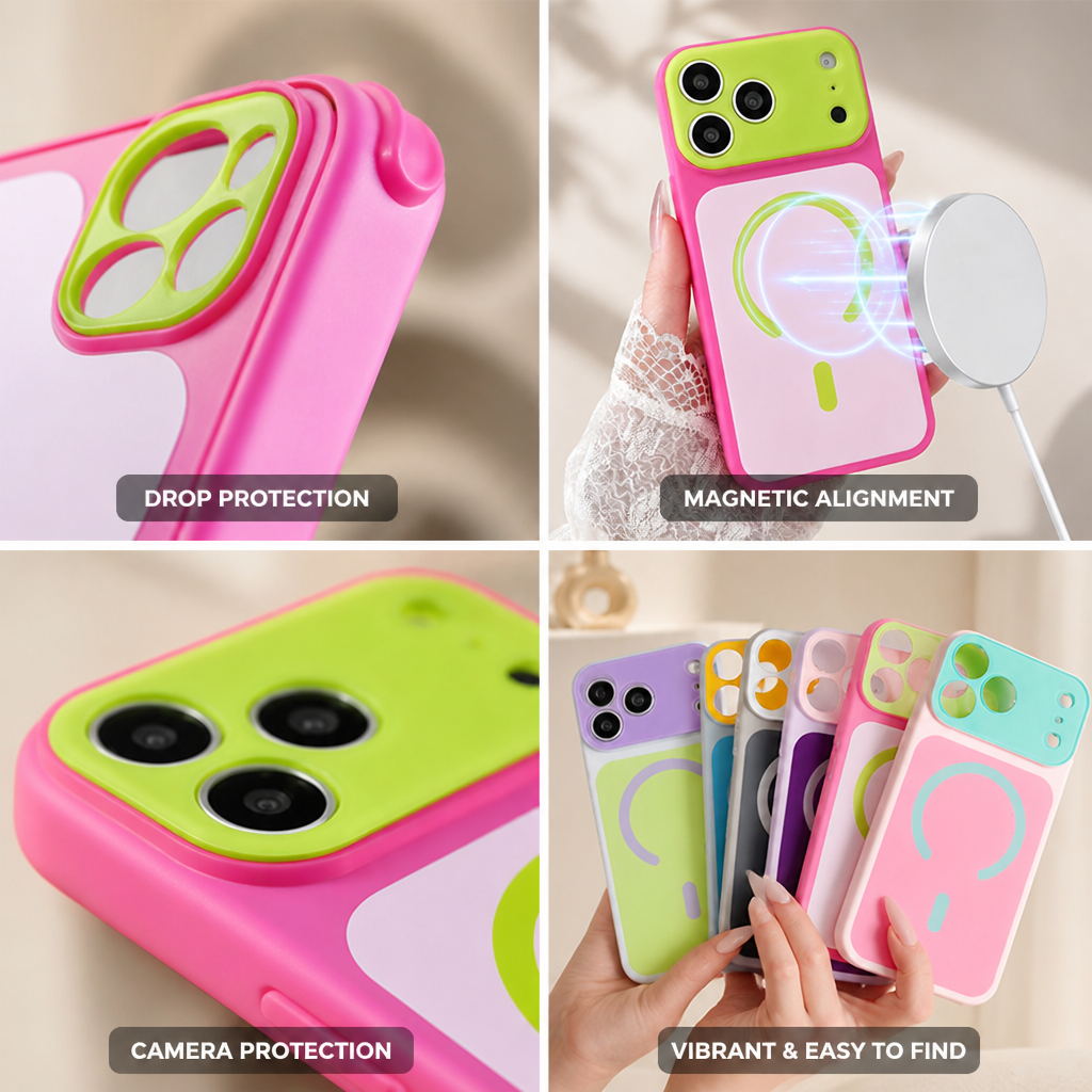 Reinforced-Corner Magnetic Phone Case with Drop Protection & Wireless Charging Alignment for iPhone 13-17 Series | Thomler