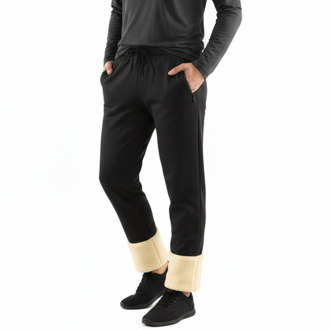 Thermal Fleece-Lined Joggers with Zippered Pockets – Winter Sweatpants for Men | Thomler