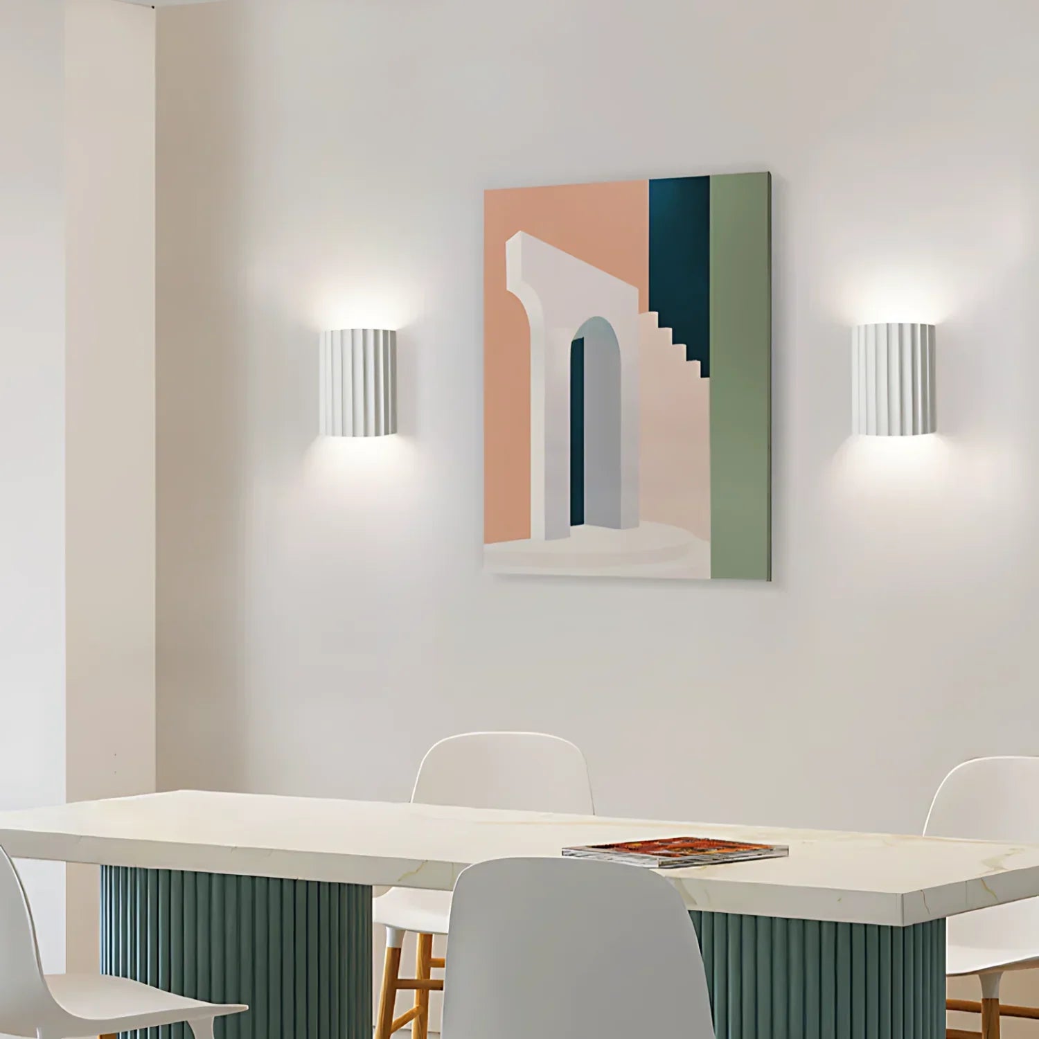 Wall Lamp Resin 16.0 cm Green Wavy Bedroom Hallway Ambient Lighting Nordic Sculptural Accent Light | Thomler