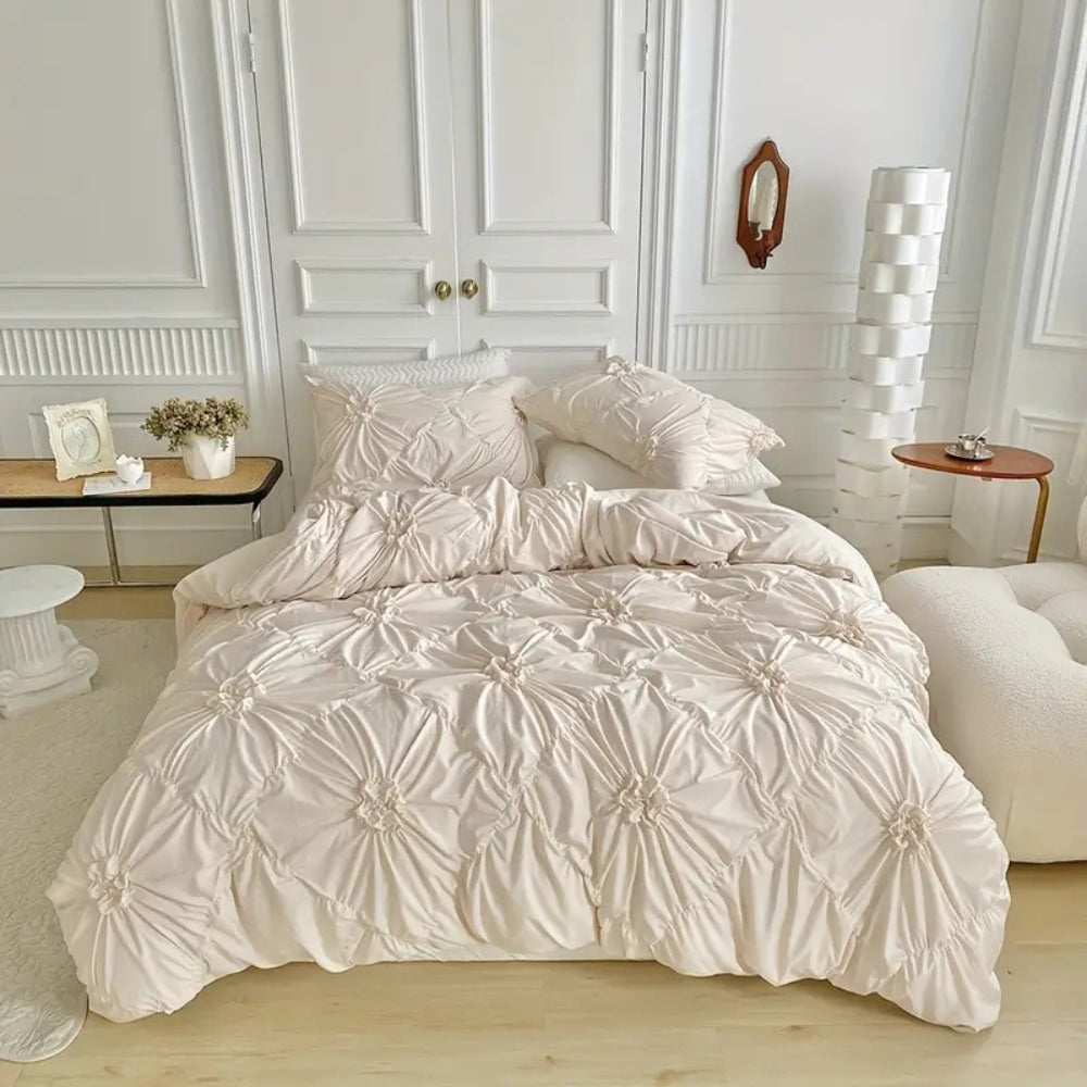 Textured Pinch Pleat Duvet Cover Set with Pillowcases – Soft Microfiber Bedding with Zipper & Corner Ties for Twin, Full, Queen & King Beds | Thomler