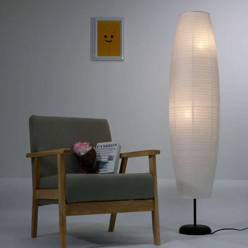 Floor Lamp Paper Shade 53.9 in Two Light White Black Bedroom Living Room Modern Standing Lighting | Thomler