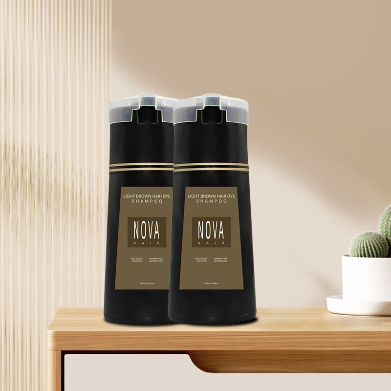Hair Color Shampoo – Ammonia-Free Gray Coverage in 10 Minutes – Enriched with Fo-ti, Ginseng & Mushroom Extract for Healthy Shine | Thomler