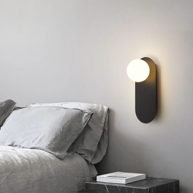 Glass Orb Wall Sconce with Metal Ring Bracket — Modern Single-Light Fixture for Bedroom, Hallway & Living Room — Hardwired G9 Base (Bulb | Thomler