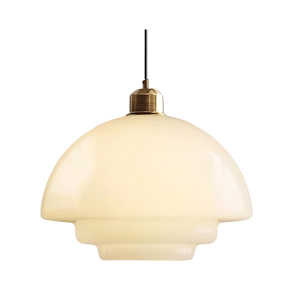 Pendant Light Brass Glass 30.0 cm Gold Dining Room Art Deco Hanging Ceiling Lamp Layered Shade E27 | Thomler